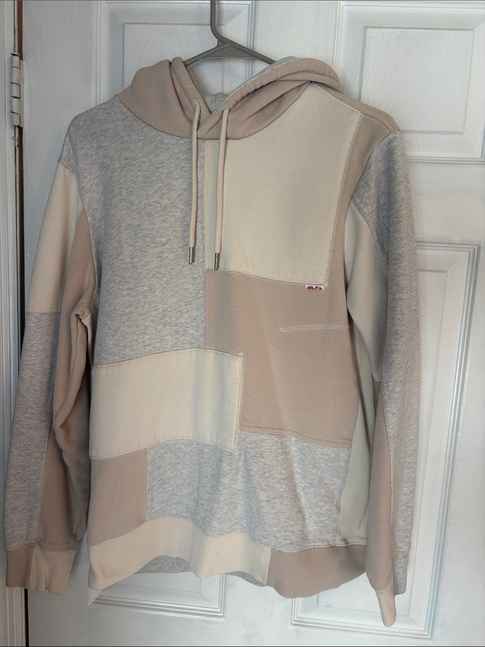 Patchwork Hooded Sweatshirt - Neutral Color
